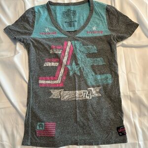 American Fighter Gray and Teal Graphic Tee